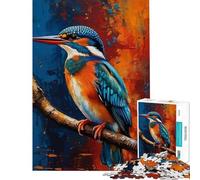 1000 Pieces Puzzles for Adults Colorful Kingfisher Bird on Branch Painting for Educational Game Challenge Toy Hands-on Game Home Art Decor Secret Santa Gifts (Size 38x26cm)
