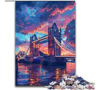 1000 Pieces Puzzles for Adults Colorful London Tower Bridge Made of Wood, Perfect for Family Fun on Birthdays, Christmas 50x75cm Engaging Family Game Night Activity