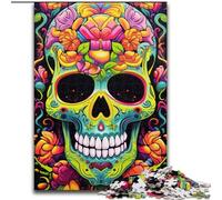 1000 Pieces Puzzles for Adults Colorful Neon Graffiti Skull Made of Wood, Perfect Christmas & New Year Gift, 50x75cm for Family Interactive Game