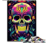1000 Pieces Puzzles for Adults Colorful Neon Graffiti Skull Made of Wood, Perfect for Family Fun on Birthdays, Christmas 50x75cm Engaging Family Game Night Activity