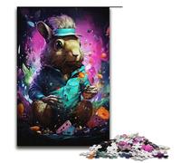 1000 Pieces Puzzles for Adults Colorful Psychedelic Squirrel Poker Wooden Jigsaw for Adults And Kids Stress Relief Tool 1000 PCS(38x26cm)