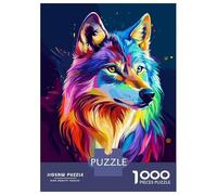 1000 Pieces Puzzles for Adults Colorful Wolf Portrait Jigsaw for Adults Family Games Difficult Challenge Unique Gifts for Birthday And Christmas 70x50cm/1000pcs