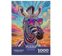 1000 Pieces Puzzles for Adults Colorful Zebra Art Print-3 Jigsaw for Adults Family Games Difficult Challenge Unique Gifts for Birthday And Christmas 38x26cm/1000pcs