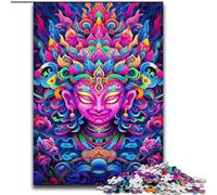 1000 Pieces Puzzles for Adults Colourful Art Buddha Made of Wood, Perfect for Family Fun on Birthdays, Christmas 50x75cm Engaging Family Game Night Activity