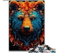 1000 Pieces Puzzles for Adults Colourful Brown Bear Made of Wood, Perfect Christmas & New Year Gift, 50x75cm for Family Interactive Game