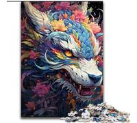 1000 Pieces Puzzles for Adults Colourful Graffiti Flying Dragon Made of Wood, Perfect for Family Fun on Birthdays, Christmas 50x75cm Engaging Family Game Night Activity
