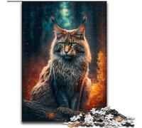 1000 Pieces Puzzles for Adults Colourful Maine Coon Cat Made of Wood, Perfect for Family Fun on Birthdays, Christmas 50x75cm Engaging Family Game Night Activity