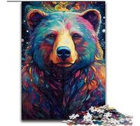 1000 Pieces Puzzles for Adults Colourful Psychedelic Brown Bear Puzzles 1000 Pieces for Adults Home Decor Gift, Brain Teaser Game size 26x38cm