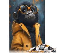 1000 Pieces Puzzles for Adults 'Cool Monkey in Sunglasses' Poster, Picture, Metal Print, Paint by Mapsters Square Puzzle for Adults & Wooden Puzzles Home Decor 1000pcs (75x50cm)