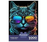 1000 Pieces Puzzles for Adults Cool Neon Cat Jigsaws for Adults Relax Games Enhance Memory Unique Gifts for Birthday And Christmas 70x50cm/1000pcs