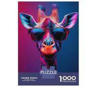 1000 Pieces Puzzles for Adults Cool Vibrant Neon Giraffe Portrait Adult Puzzles Brain Teaser Game Enhance Memory Unique Gifts for Birthday And Christmas 52x38cm/1000pcs