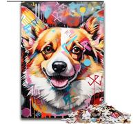 1000 Pieces Puzzles for Adults Corgi Graffiti Challenging Puzzles Challenging Brain Teaser, Family Game Night size : 38x26cm