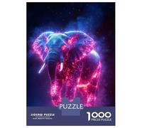 1000 Pieces Puzzles for Adults Cosmic Elephant with Neon Glow Puzzles for Adults Toy Wall Decor Wall Decoration Parent-child Interaction 38x26cm/1000pcs