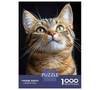 1000 Pieces Puzzles for Adults Curious Tabby Cat Jigsaw Puzzle Hands-on Game Home Decoration Unique Gifts for Birthday And Christmas 38x26cm/1000pcs