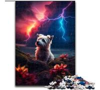 1000 Pieces Puzzles for Adults Cute Bichon Dog on Mars cardboard Jigsaw size 26x38cm Perfect for Family Fun on Christmas, Thanksgiving, Birthdays & Easter