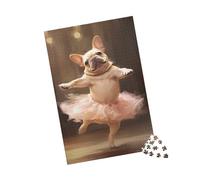 1000 Pieces Puzzles for Adults - Cute Bulldog Dogs Cream French Bulldog Ballerina Animal Puzzle for Stress Relief and Leisure Home Decor Collectibles