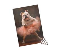 1000 Pieces Puzzles for Adults - Cute Bulldog Lovers English Bulldog Dog Ballerina Puzzle Challenging Educational Toys Gifts for Home Decor Family Activities