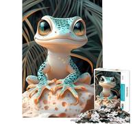 1000 Pieces Puzzles for Adults Cute Cartoon Gecko Animal Brain Teaser Game Toys Educational Games Birthday Gifts Analysis And Logic (Size 38x26cm)