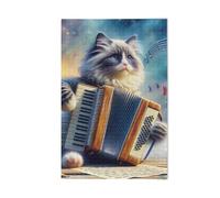 1000 Pieces Puzzles for Adults - Cute Cat Playing Accordion Adult Stress Relief Puzzle, Youth Intelligence Challenge, Relaxing Family Activities