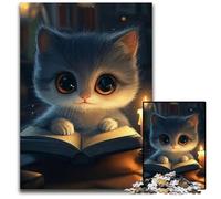 1000 Pieces Puzzles for Adults Cute Cat Reading by Candlelight Wooden Jigsaw Perfect for Halloween Christmas Birthday Gift 1000 PCS(75x50cm)