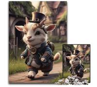 1000 Pieces Puzzles for Adults Cute Chibi Steampunk Goat Jigsaw Puzzles for Adults Perfect for Christmas Halloween Easter New Year 1000 PCS(38x26cm)