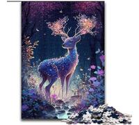 1000 Pieces Puzzles for Adults Cute Deer Flower Made of Wood, Perfect for Family Fun on Birthdays, Christmas 50x75cm Engaging Family Game Night Activity