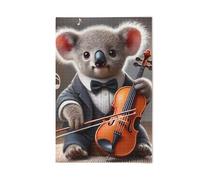 1000 Pieces Puzzles for Adults - Cute Koala Violin Maestro Funny Inspirational Wooden Jigsaw Puzzles for Family Activities Games