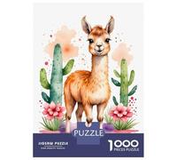 1000 Pieces Puzzles for Adults Cute Llama Watercolor Puzzles for Adults Toy Wall Decor Wall Decoration Parent-child Interaction 52x38cm/1000pcs