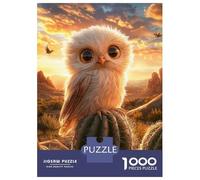 1000 Pieces Puzzles for Adults Cute Owl on Cactus Puzzles for Adults Toy Wall Decor Wall Decoration Parent-child Interaction 70x50cm/1000pcs