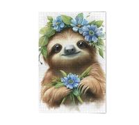 1000 Pieces Puzzles for Adults - Cute Sloth Flowers Puzzles for Family Games, Puzzle for Gifts, Funny Puzzle for Education