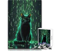 1000 Pieces Puzzles for Adults Cyber Cat Gaming Glitch Unwind during Free Time Clean Cut Seamless Interlock Toy Size 38x52cm