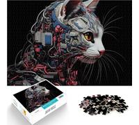 1000 Pieces Puzzles for Adults Cyborg Cat Interessante Stressreduzierung Lustige Aktivitäten für zu Hause, Geburtstagsgeschenk, Reisegeschenk,38x26cm