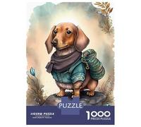 1000 Pieces Puzzles for Adults Dachshund Dog Watercolor Jigsaws for Adults Relax Games Enhance Memory Unique Gifts for Birthday And Christmas 52x38cm/1000pcs