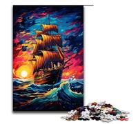 1000 Pieces Puzzles for Adults Dark Pirate Ship by SplattersLots of Thick Coloured Decompressing Intellectual Educational Toy Gifts Ideas 75x50cm