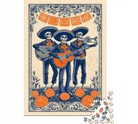 1000 Pieces Puzzles for Adults Day of The Dead Skeletons Art Print Jigsaw Puzzle Hands-on Game Home Decoration Unique Gifts for Birthday And Christmas 52x38cm/1000pcs