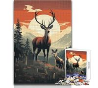 1000 Pieces Puzzles for Adults Dear Animal Retro Cozy Soothing Indoor Downtime Advanced Precision Cut Play Toy Size 38x26cm