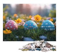 1000 Pieces Puzzles for Adults Decorated Easter Eggs in A Field Creative Square Jigsaw Puzzles for Adults, Wooden Puzzles Home Decoration Jigsaw Puzzles 1000pcs (75x50cm)