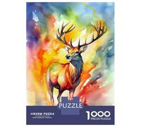1000 Pieces Puzzles for Adults Deer Colorful Painting Jigsaw Puzzle Hands-on Game Home Decoration Unique Gifts for Birthday And Christmas 70x50cm/1000pcs