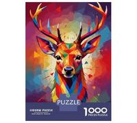 1000 Pieces Puzzles for Adults Deer Colorful Wpap Art Puzzles for Adults Hands-on Game But Fun And Humorous Parent-child Interaction 38x26cm/1000pcs