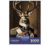 1000 Pieces Puzzles for Adults Deer in Uniform Art Print-1 Puzzle for Adults Toy Wall Decor Analysis And Logic Unique Gifts for Birthday And Christmas 70x50cm/1000pcs