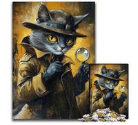 1000 Pieces Puzzles for Adults Detective Cat Cardboard Jigsaw Puzzles Brain Teaser, Unique Birthday And Gifts for Age 14 Years Up 26X38CM