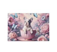 1000 Pieces Puzzles for Adults - Dog Floral Teacup Pink Puzzle with Stunning Artwork - for Lasting Fun and Display - Challenging Brain Exercise, for Puzzle Lovers
