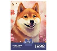1000 Pieces Puzzles for Adults Dog Japan Shiba Blossom Jigsaw Puzzle Family Games Difficult Hard Unique Gifts for Birthday And Christmas 70x50cm/1000pcs
