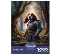 1000 Pieces Puzzles for Adults Dog Knight Armor Fantasy Art Print Puzzles for Adults Toy Wall Decor Wall Decoration Parent-child Interaction 70x50cm/1000pcs