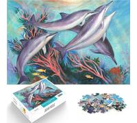 1000 Pieces Puzzles for Adults Dolphins in Coral Reef Spielspielzeug als Familiengeschenk Für Paare geeignet38x26cm