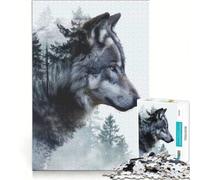 1000 Pieces Puzzles for Adults Double Exposure Wolf, Educational Game, Train Your Brain And Hands, Improving Love between Couples 38x52cm