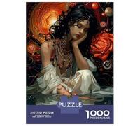 1000 Pieces Puzzles for Adults Dreamy Woman with Rose Reflection Jigsaw Puzzle Hands-on Game Home Decoration Unique Gifts for Birthday And Christmas 52x38cm/1000pcs