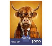 1000 Pieces Puzzles for Adults Dressed Highland Cow Puzzles for Adults Toy Wall Decor Wall Decoration Parent-child Interaction 70x50cm/1000pcs