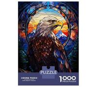 1000 Pieces Puzzles for Adults Eagle Stained Glass Jigsaw Puzzle Hands-on Game Home Decoration Unique Gifts for Birthday And Christmas 52x38cm/1000pcs