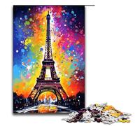 1000 Pieces Puzzles for Adults Eiffel Tower Is Surrounded by Splatters in The Style Decompressing Intellectual Educational Toy Gifts Ideas 75x50cm